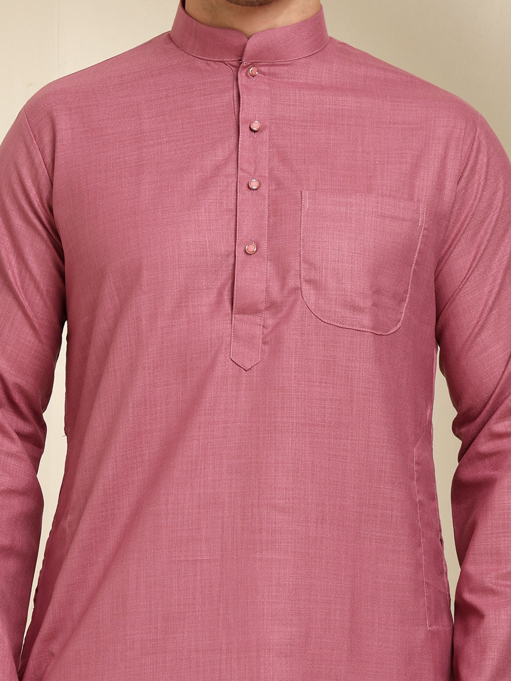 Rose Pink Men's Plain Kurta Pajama Set – Ruby Cotton Traditional Ethnic Wear