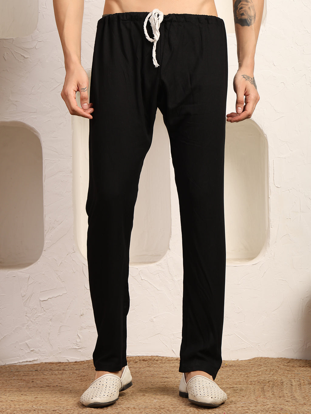 Black Rhythm Ikat Textured Kurta Pajama Set for Men