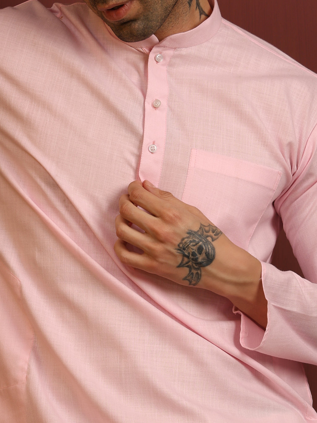 Light Pink Men's Plain Kurta Pajama Set – Ruby Cotton Traditional Ethnic Wear