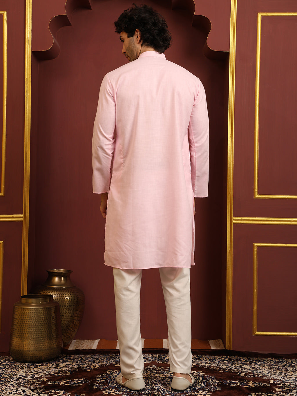 Light Pink Men's Plain Kurta Pajama Set – Ruby Cotton Traditional Ethnic Wear