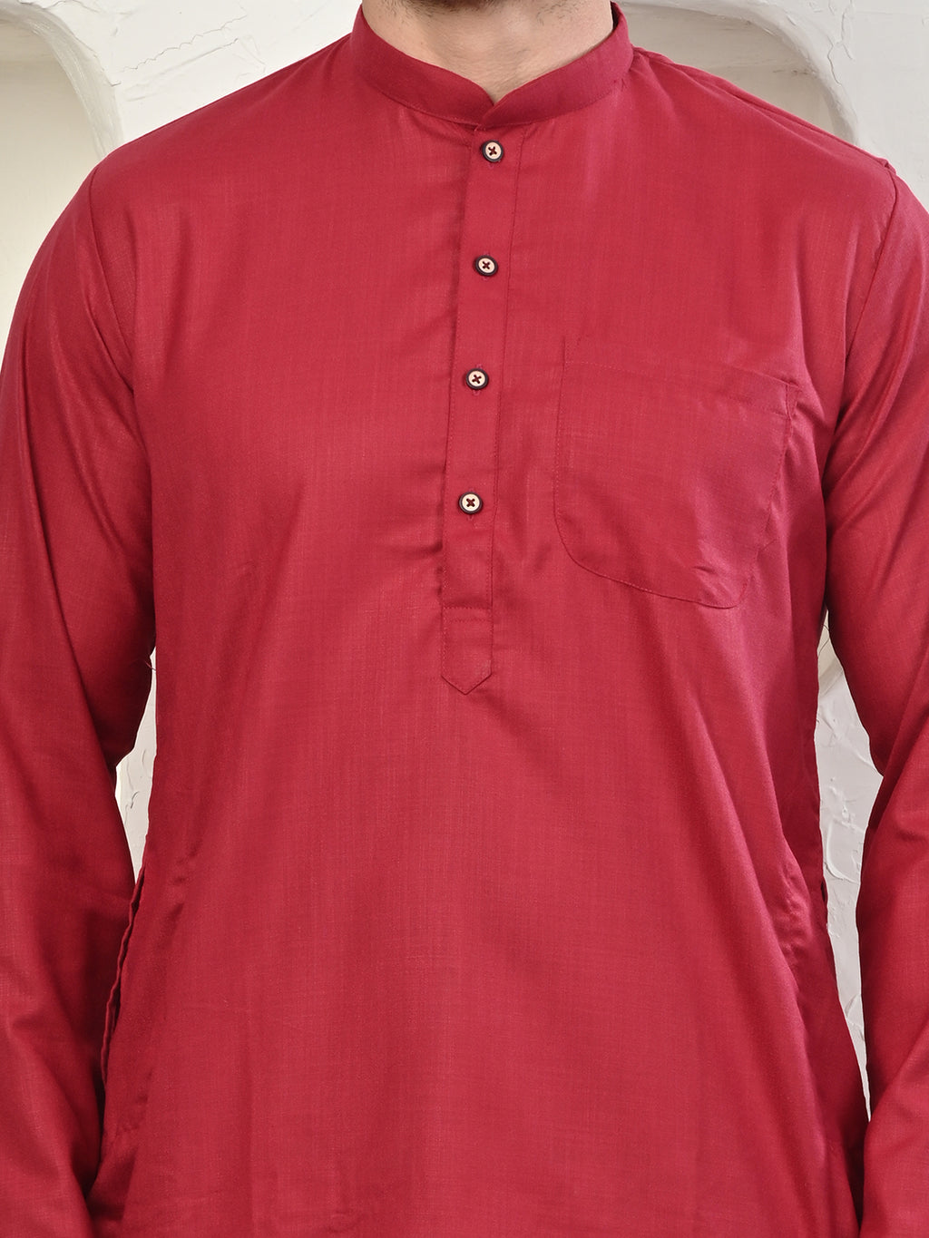 Red Men's Plain Kurta Pajama Set – Ruby Cotton Traditional Ethnic Wear