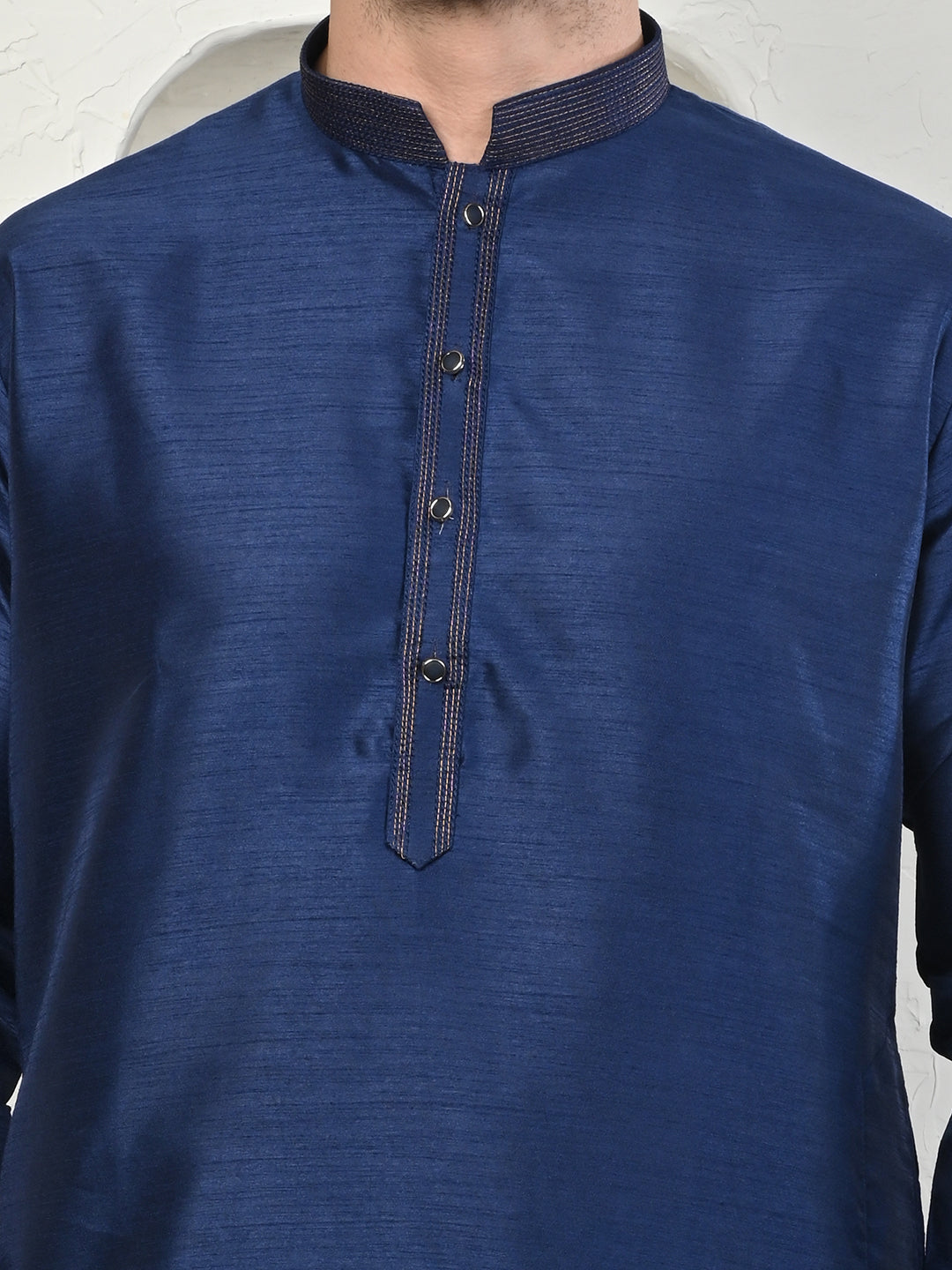 Navy Blue Dupion Silk Kurta Pajama – Effortless Elegance