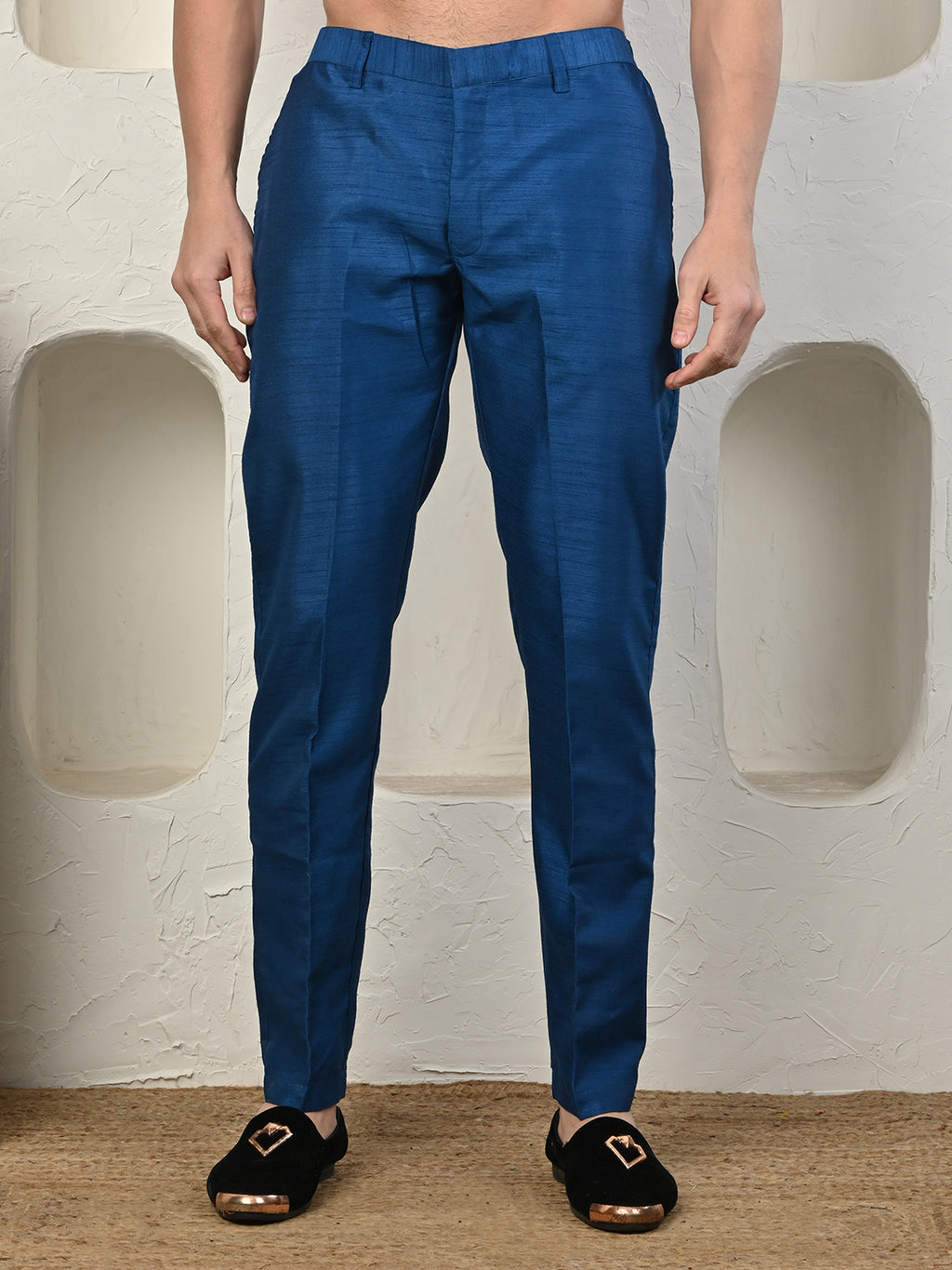 Teal Blue Dupion Silk Kurta Pajama for Men