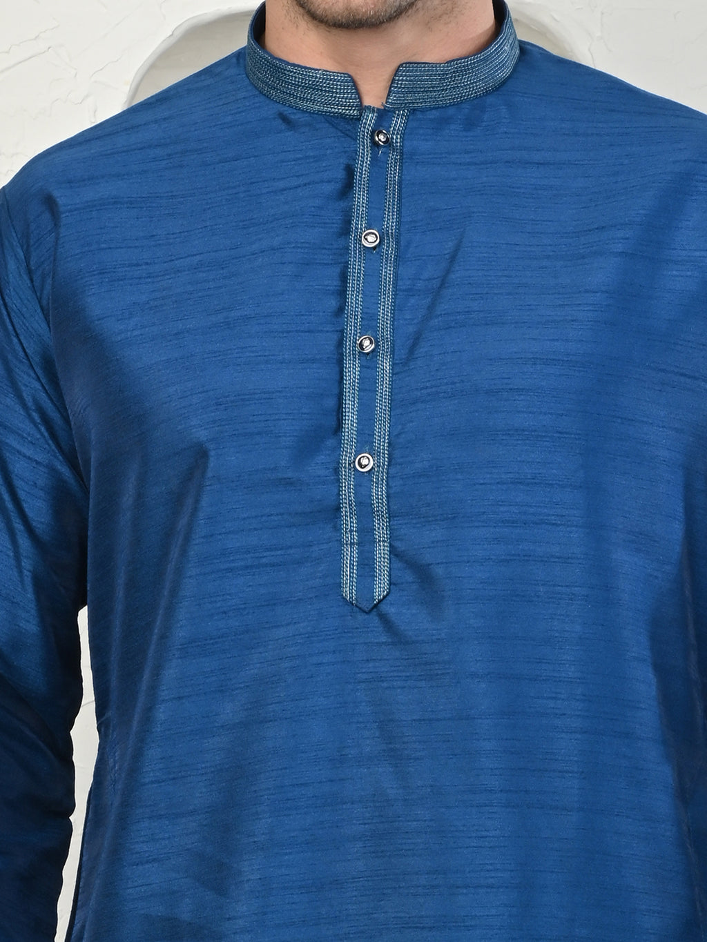 Teal Blue Dupion Silk Kurta Pajama for Men
