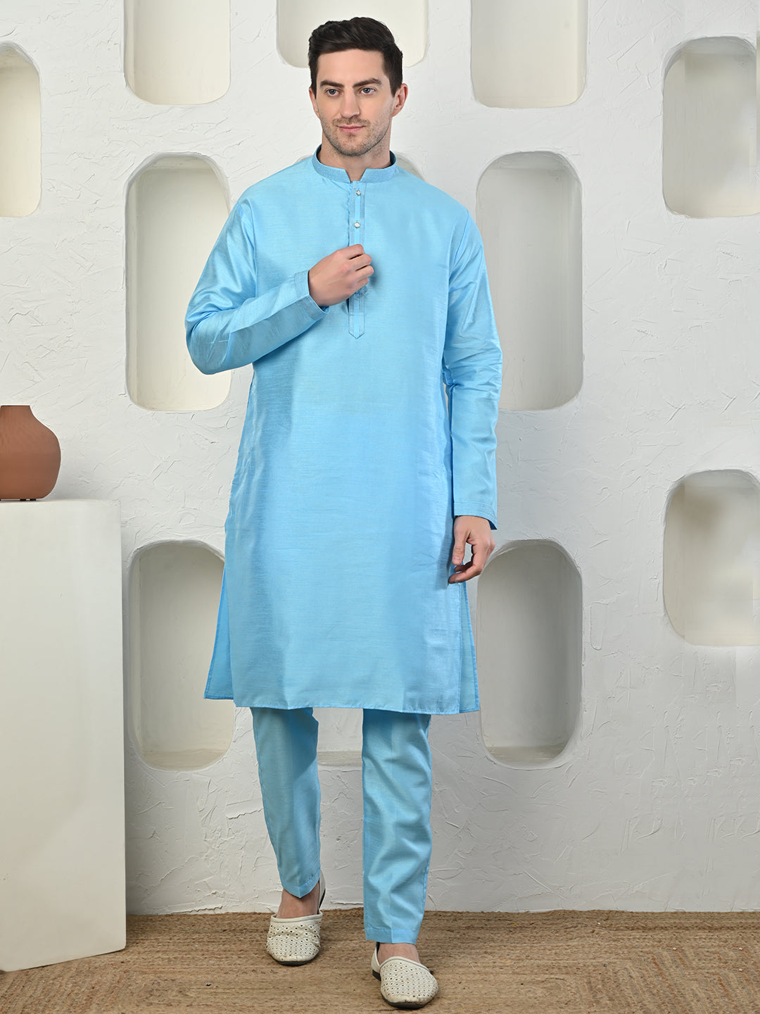Sky Blue Dupion Silk Kurta Pajama – Effortless Elegance