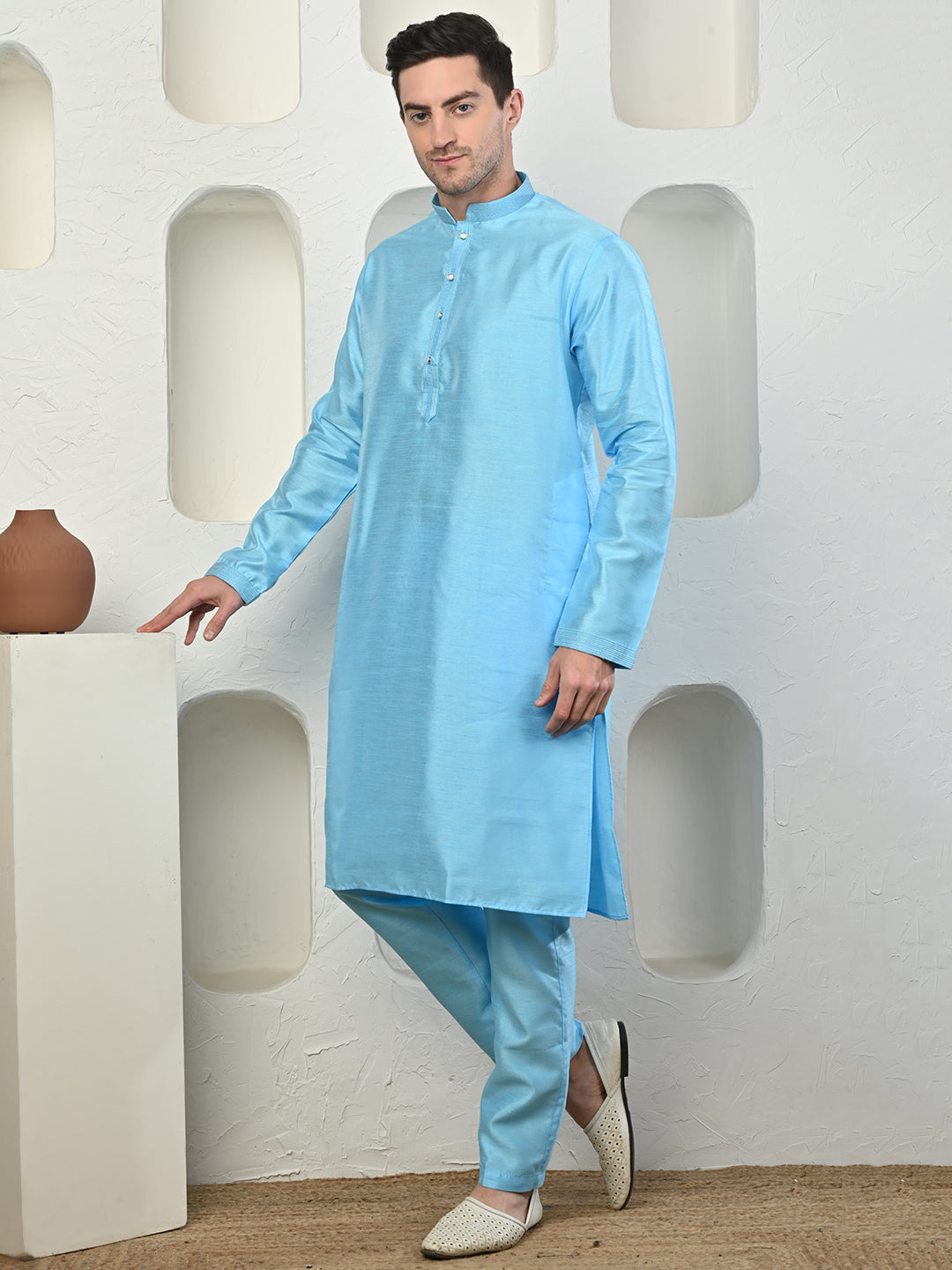 Sky Blue Dupion Silk Kurta Pajama – Effortless Elegance
