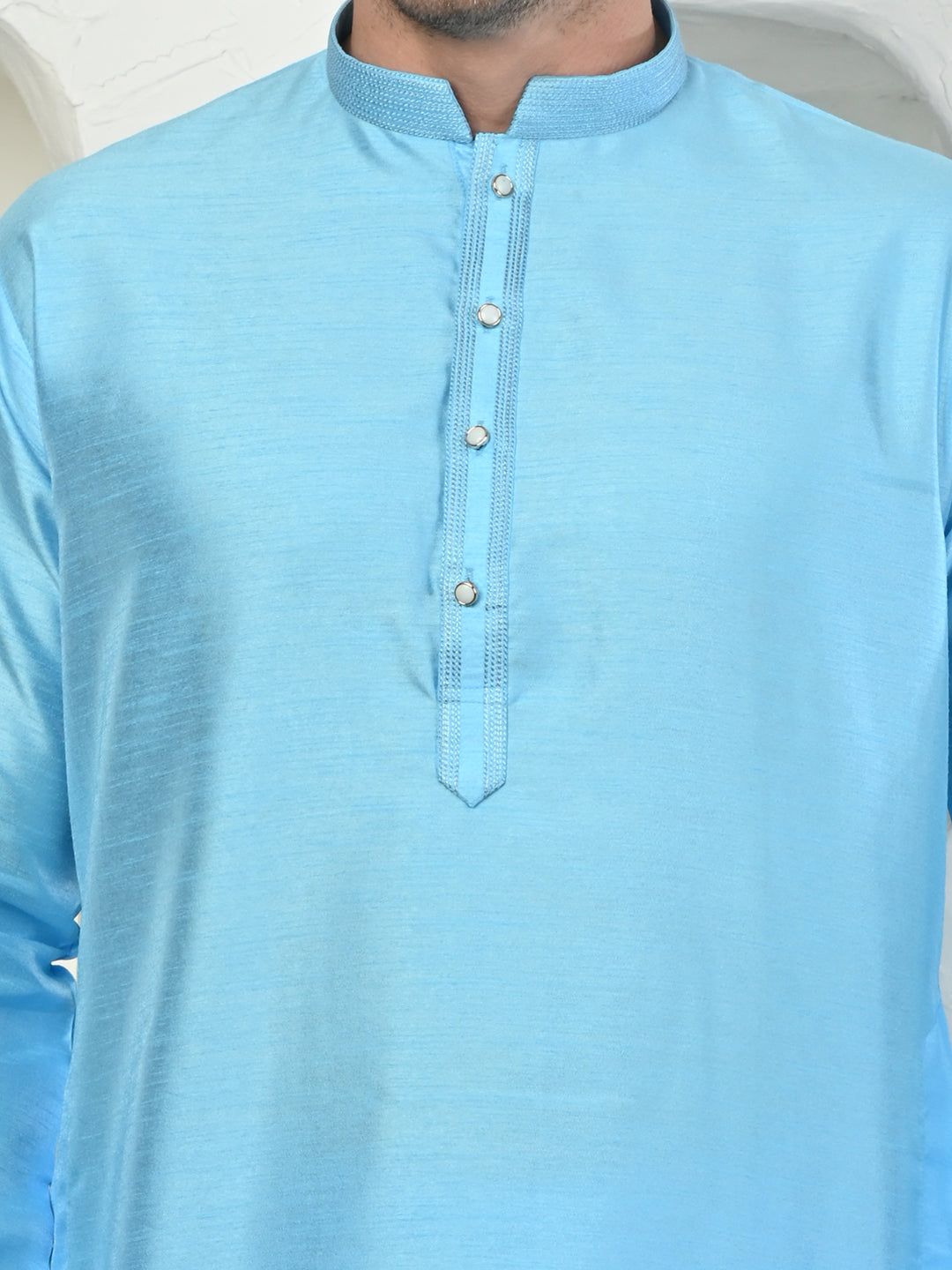 Sky Blue Dupion Silk Kurta Pajama – Effortless Elegance