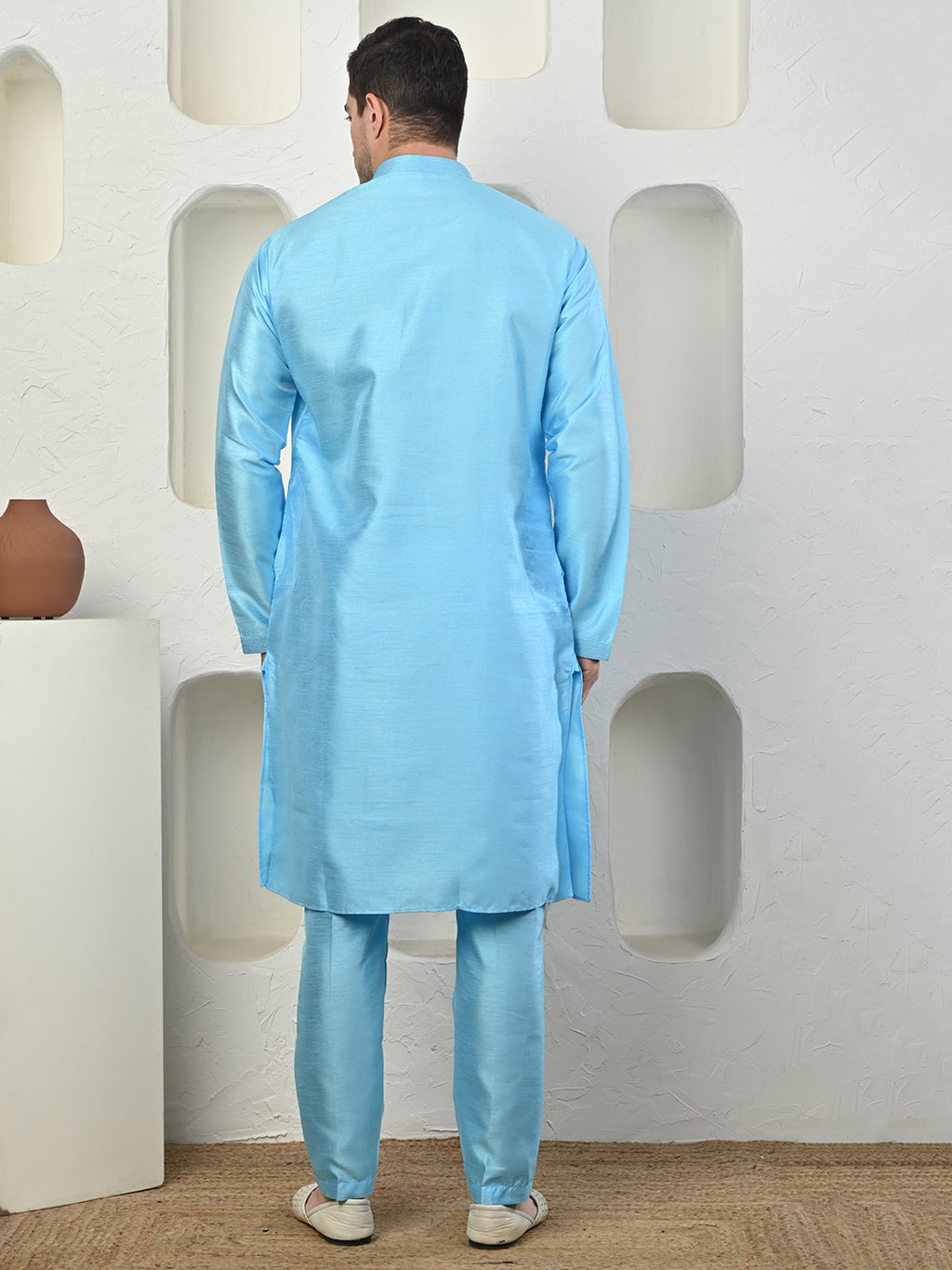 Sky Blue Dupion Silk Kurta Pajama – Effortless Elegance