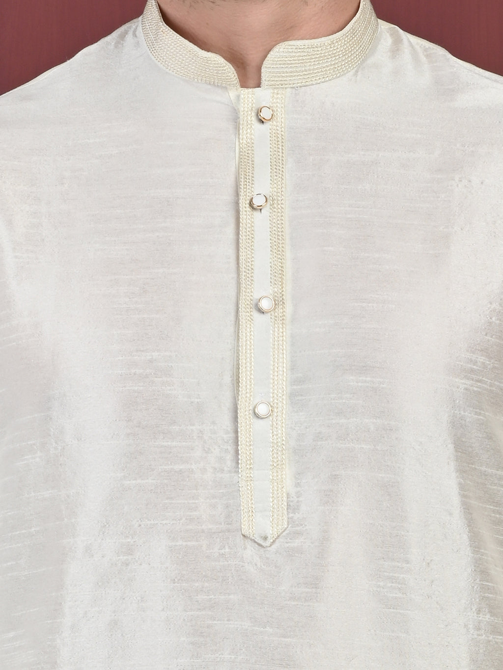 Ivory Dupion Silk Kurta Pajama Set