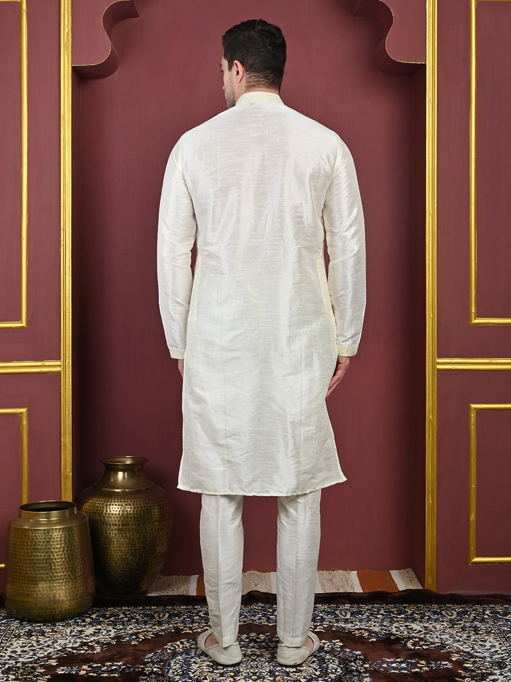 Ivory Dupion Silk Kurta Pajama Set