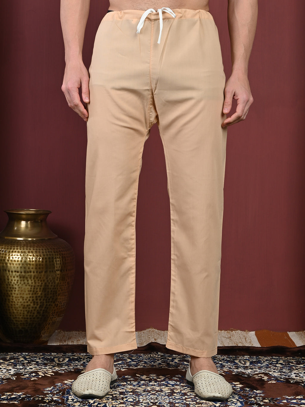 Peach Men’s Terry Cotton Blend Kurta Pajama Set – Traditional Ethnic Wear