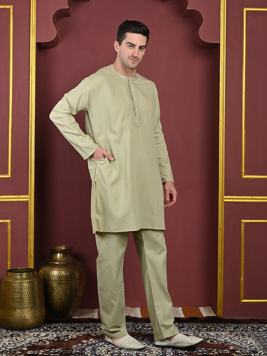 Pista Men’s Terry Cotton Blend Kurta Pajama Set – Traditional Ethnic Wear