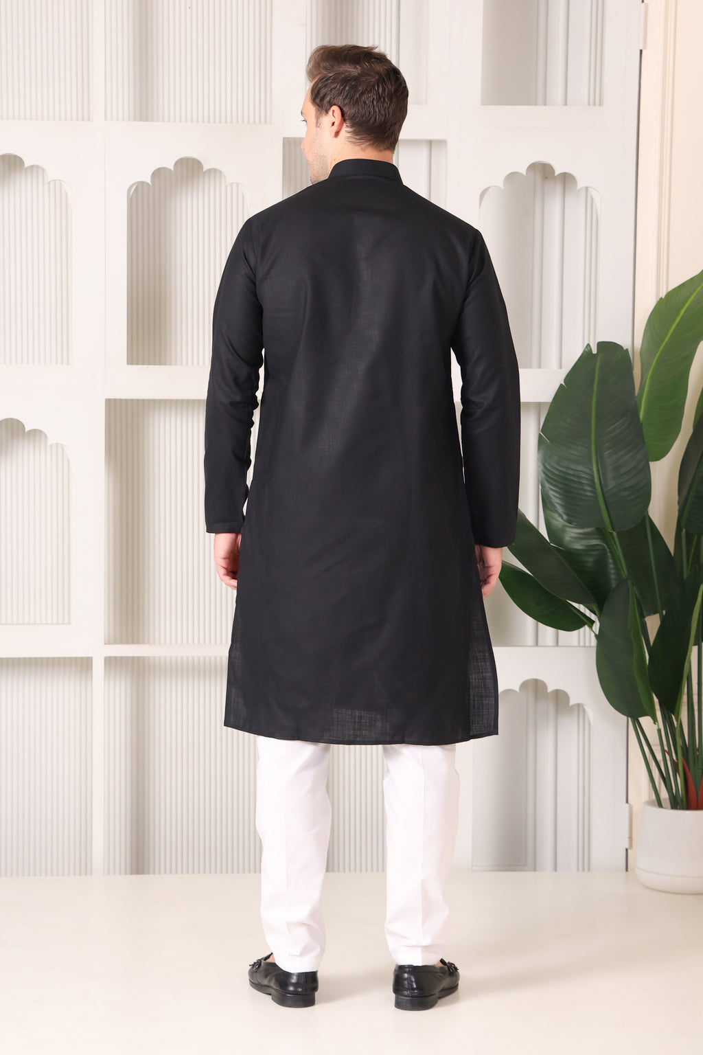 Black Men's Plain Kurta Pajama Set – Ruby Cotton Traditional Ethnic Wear