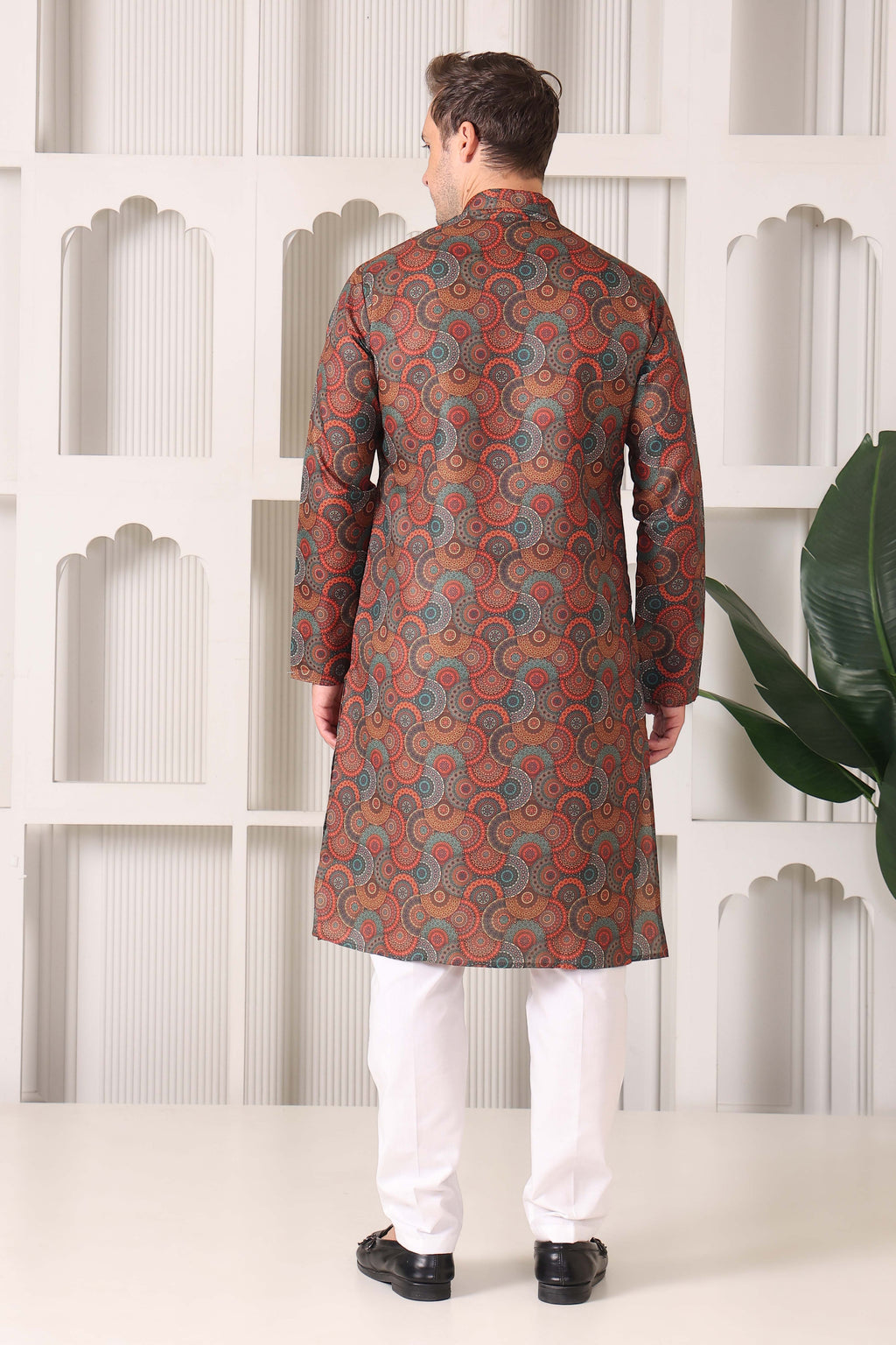 Men’s Ethnic Multicolor Mandala Art Print Kurta