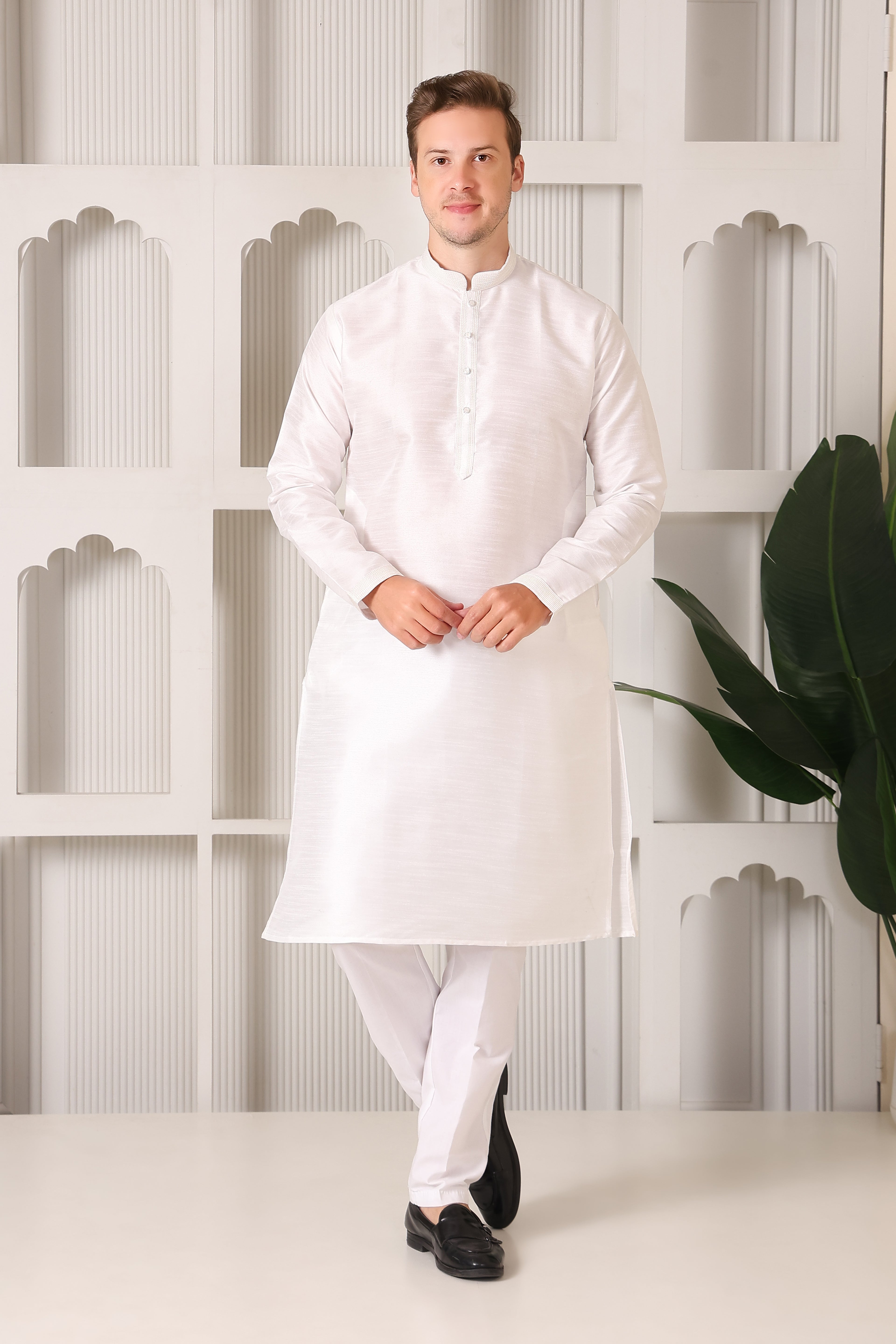 White Dupion Silk Kurta Pajama – Effortless Elegance