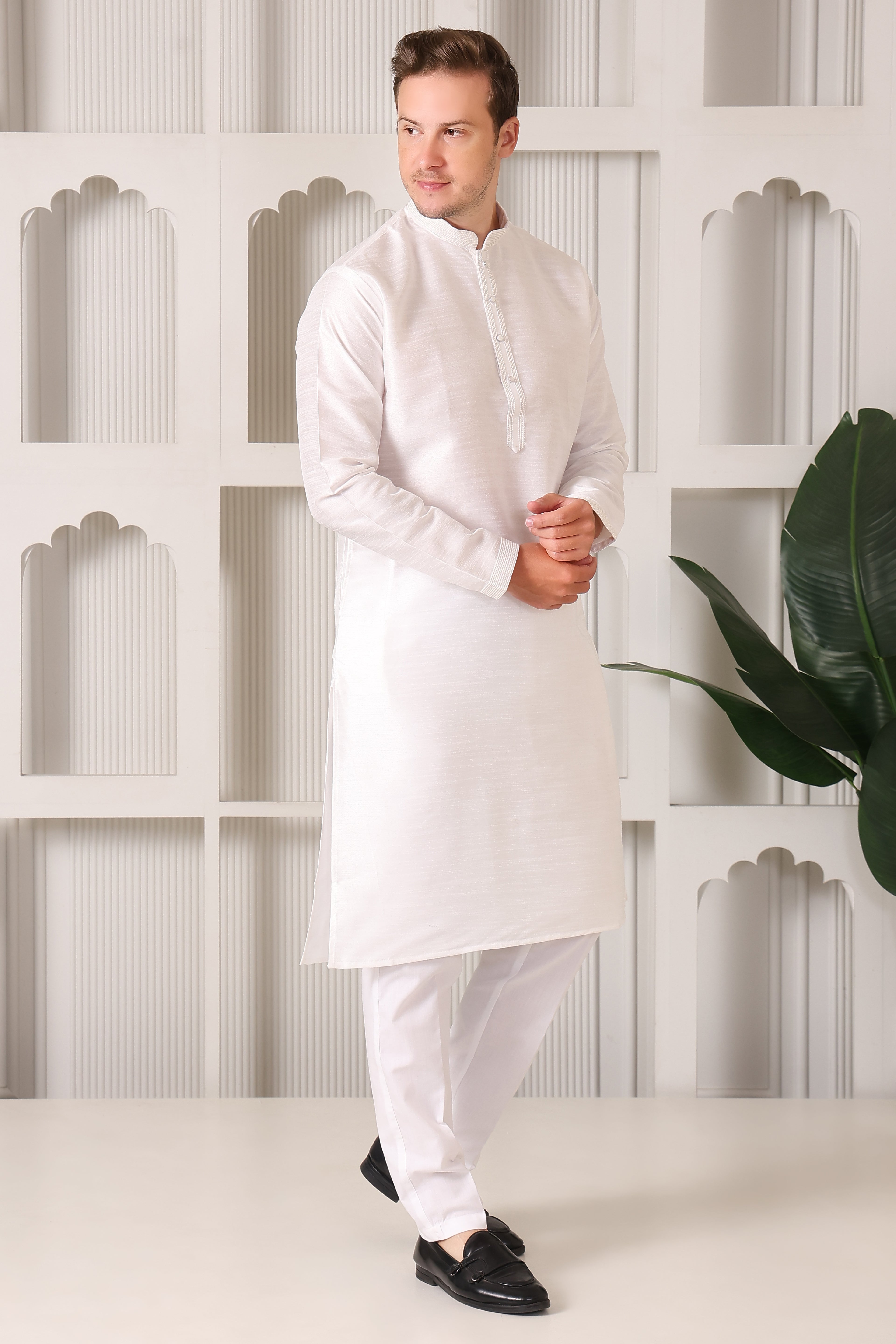 White Dupion Silk Kurta Pajama – Effortless Elegance