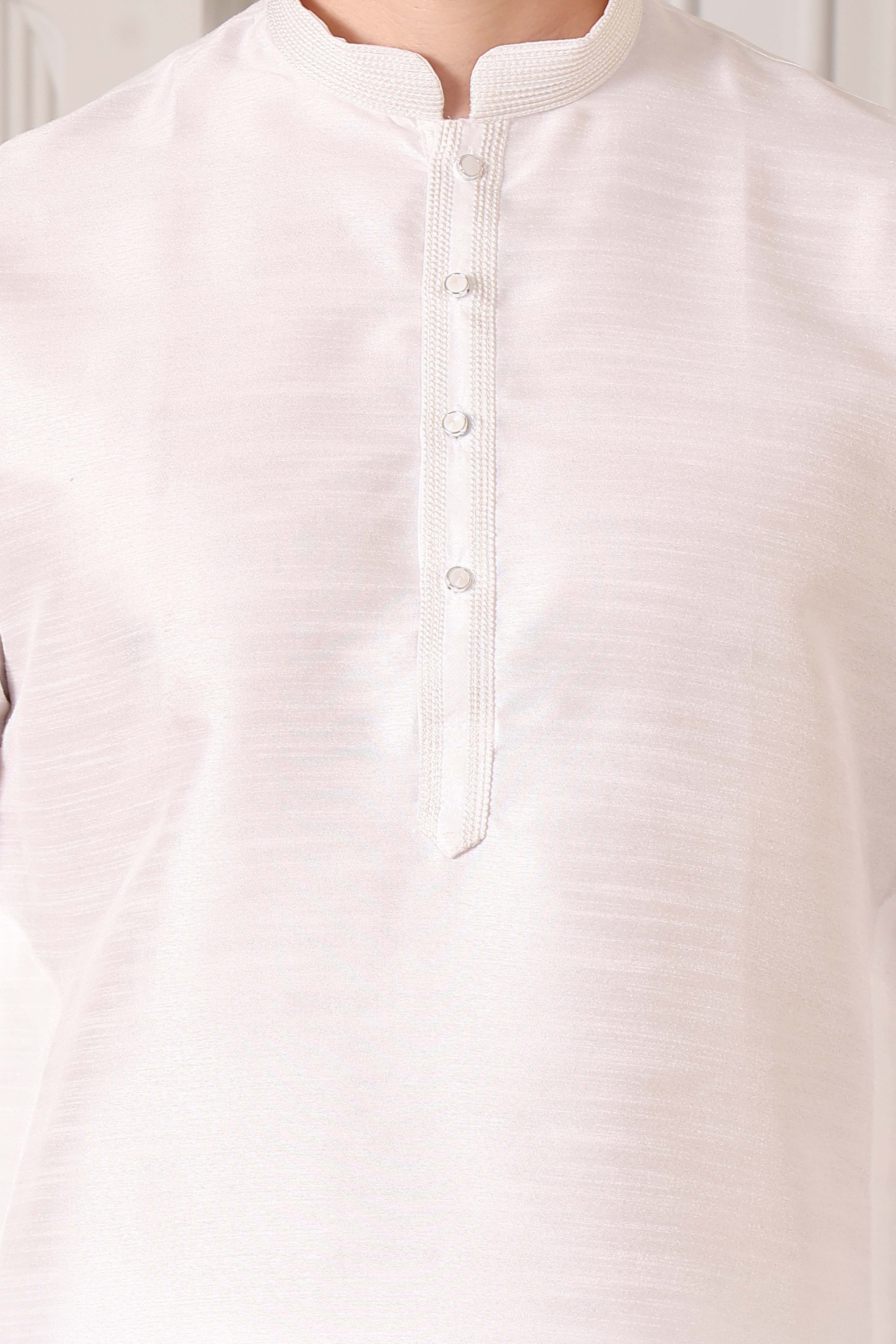 White Dupion Silk Kurta Pajama – Effortless Elegance