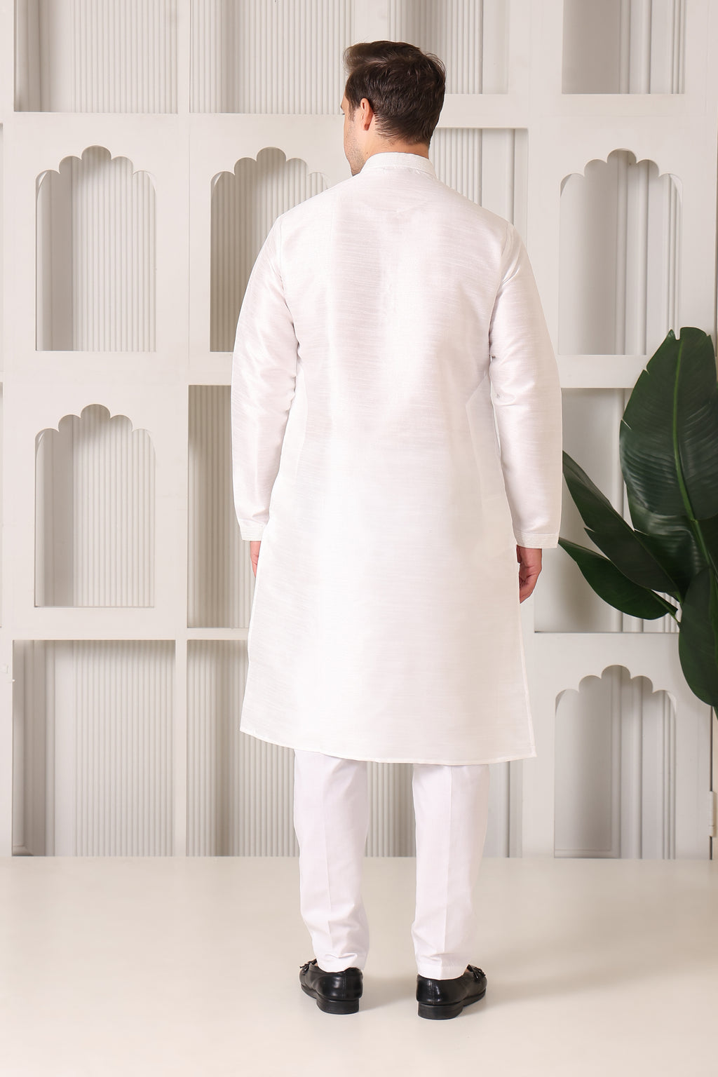White Dupion Silk Kurta Pajama – Effortless Elegance